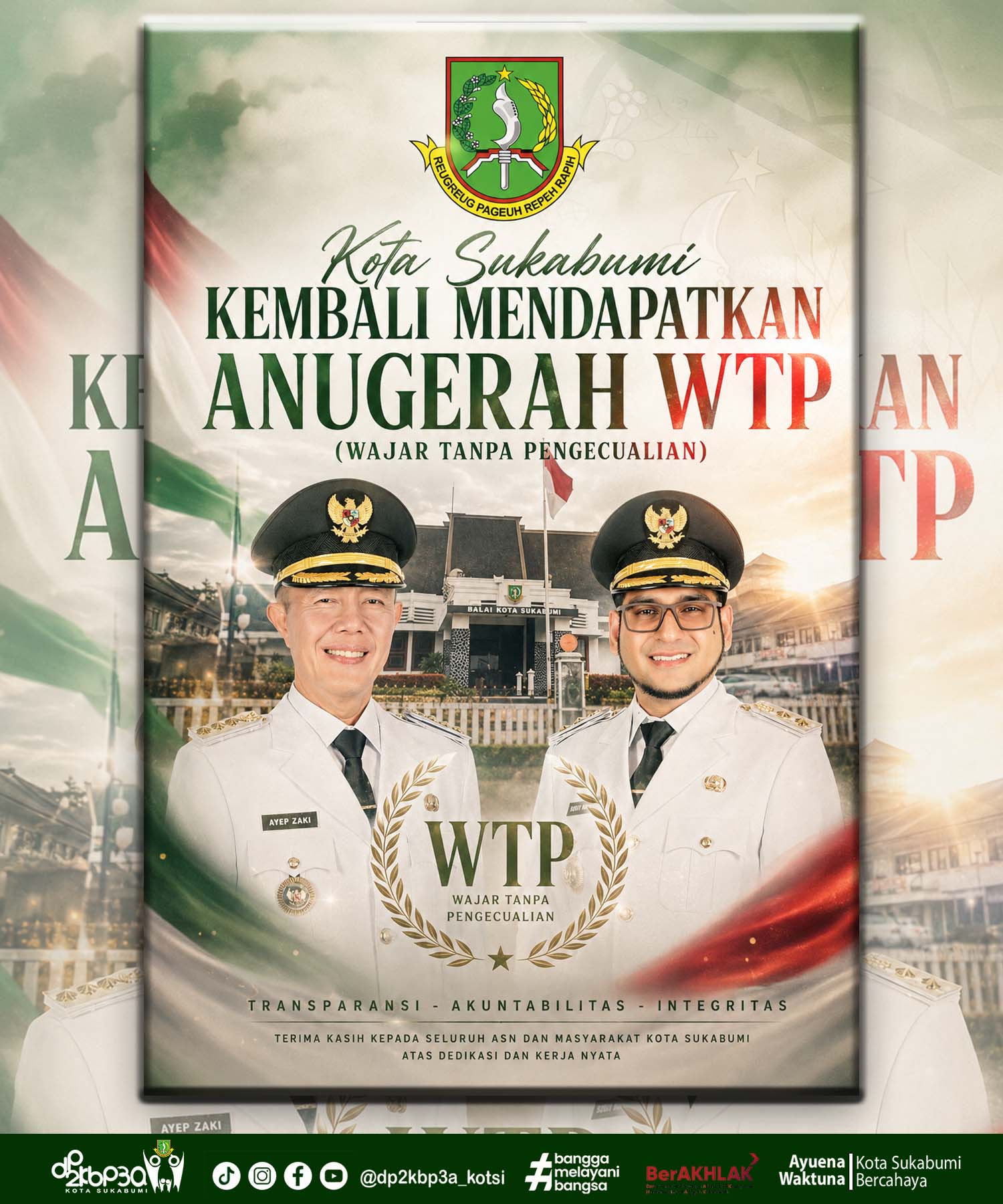 Kota Sukabumi Kembali meraih Opini Wajar Tanpa Pengecualian (WTP)